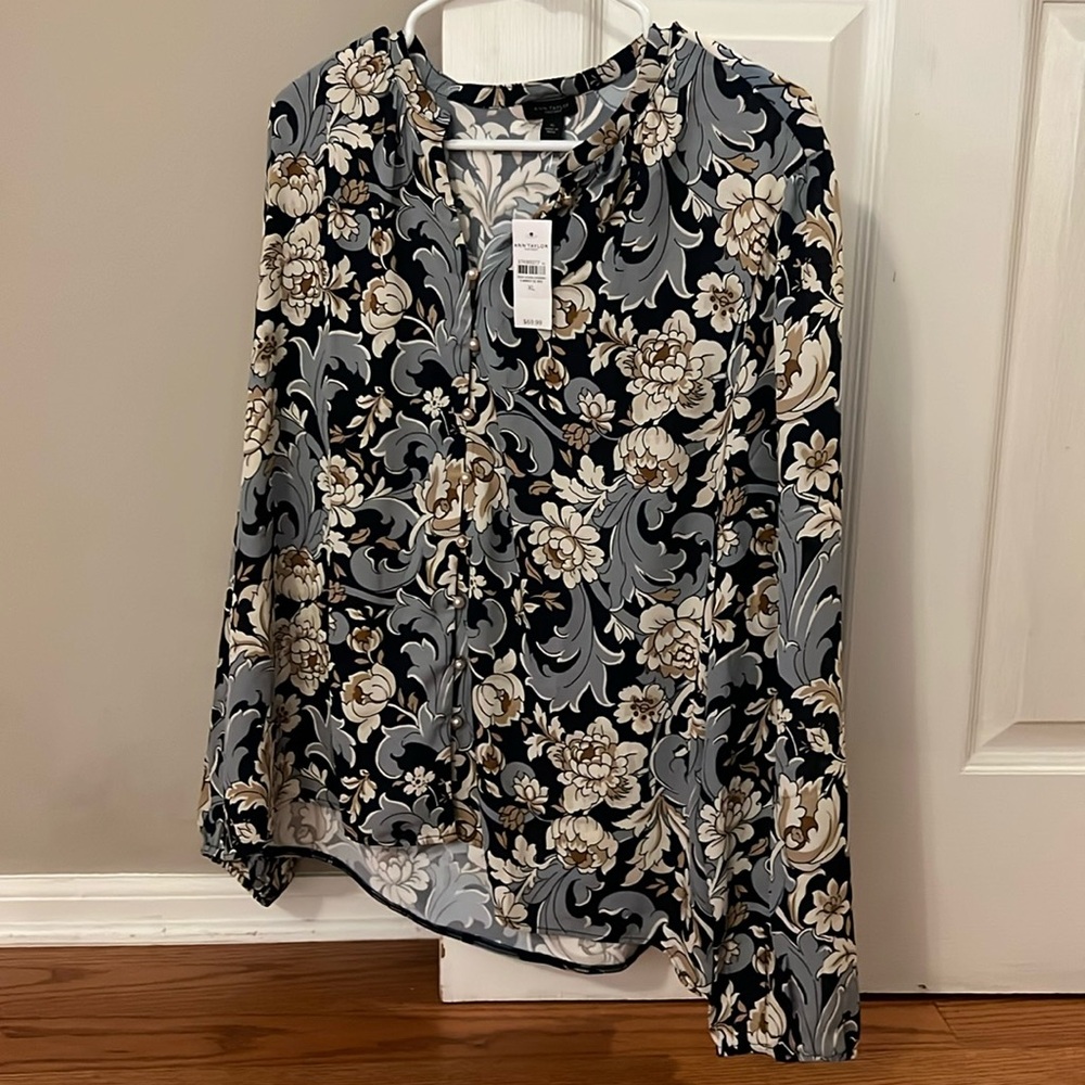 NWT Ann Taylor Factory Mixed Media Blouse